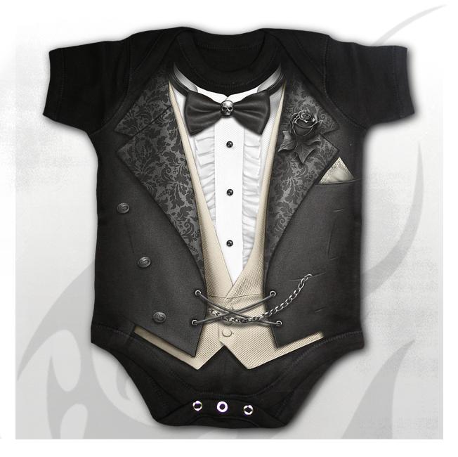 Body bebelusi F030K002  TUXED - Baby Sleepsuit Black