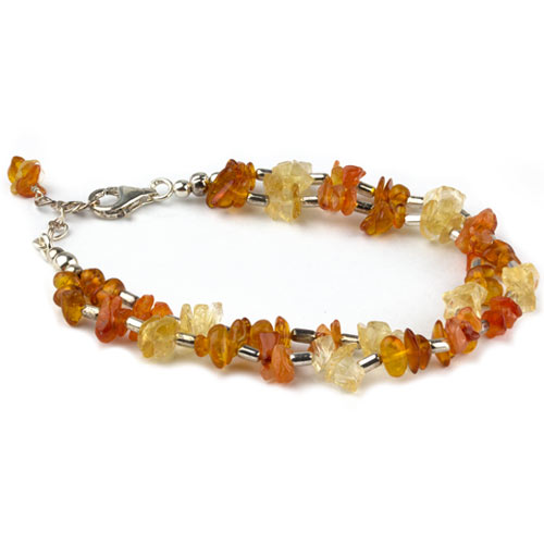 A642 Bratara de argint cu geme (amber, cornalion, citrine)