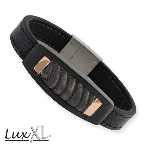 Bratara din piele  SA408  LuxXL leather bracelet with stainless steel Moonwalk