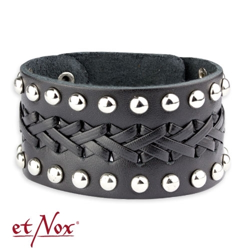 UA4124 Bratara piele Wickerwork + rivets leather with zinc alloy