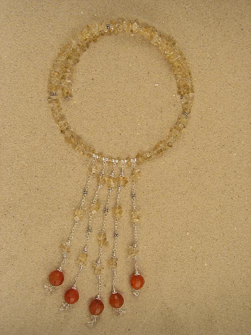 K657C Colier de argint cu pietre semipretioase - with citrine and carnelian