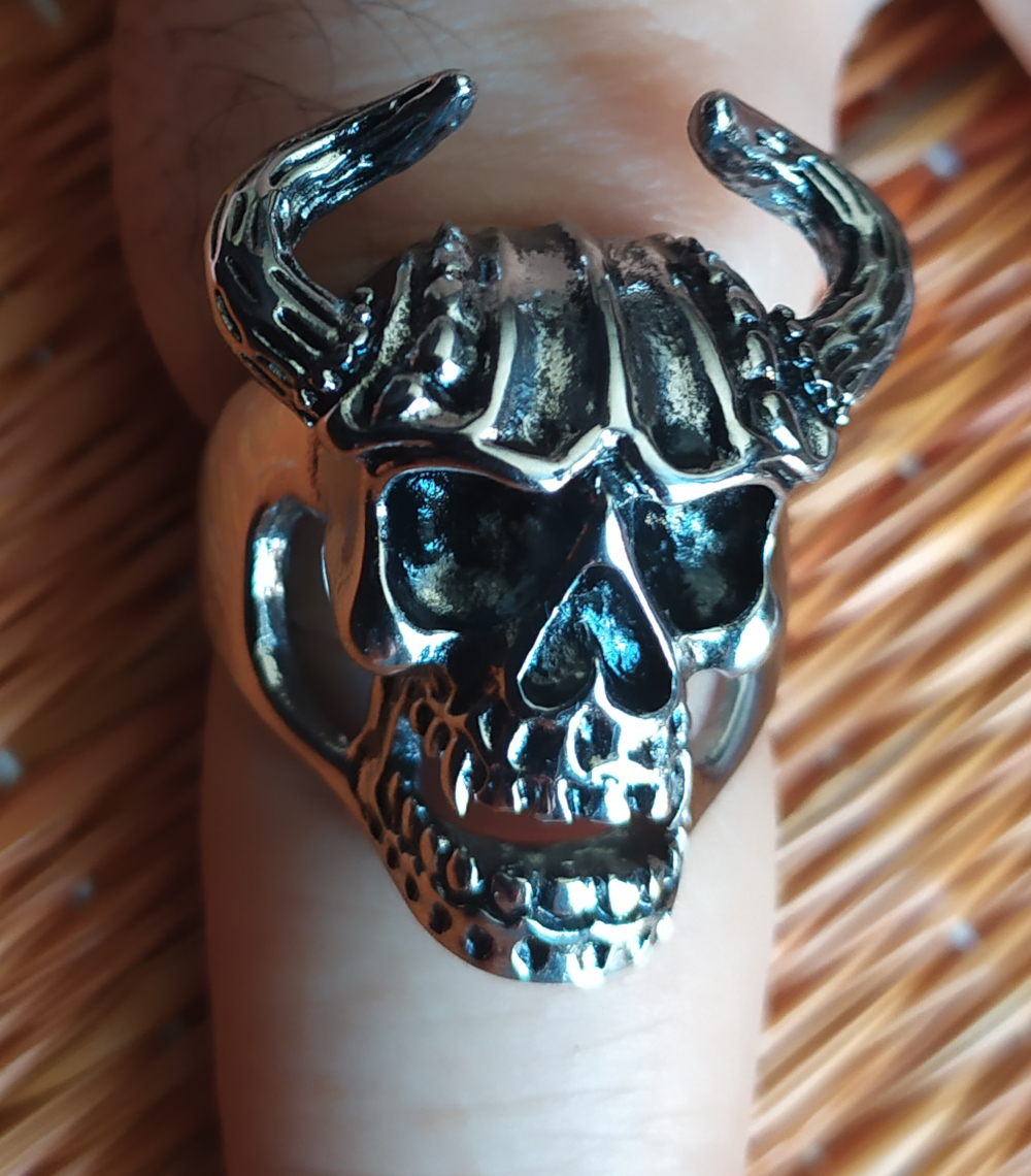 Inel De Inox Biker Ring BRU43 Horned Skull