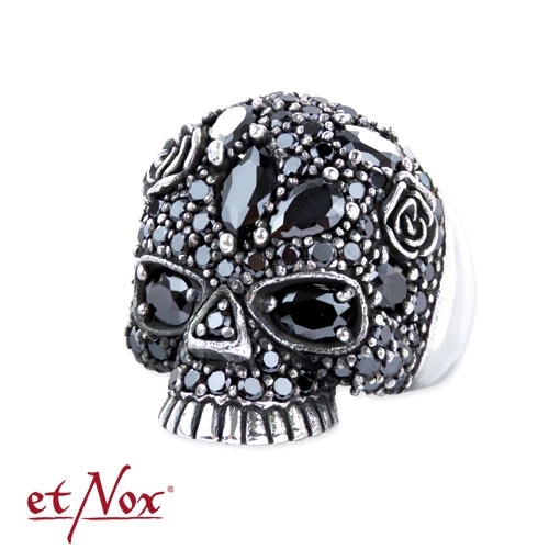 R8020 Inel de argint cu zirconiu - Sparkling Skull