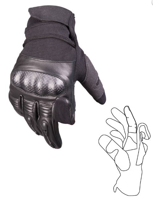 Manusi din piele cu index detasabil Art. No.12504402 BLACK LEATHER TACTICAL