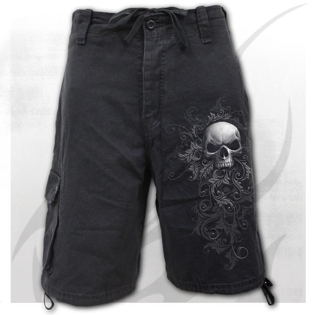 Pantaloni bermude  D089M701  SKULL SCROLL - Vintage Cargo Shorts Black