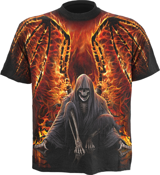 Tricou W021M105 - FLAMING DEATH Allover Print