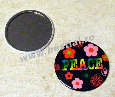 Oglinda neagra Peace cu Floricele (CJL)