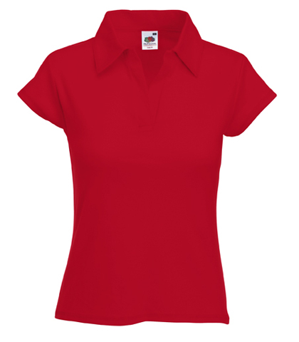 Girlie Lady-Fit Rib Polo Rosu 63-502-40