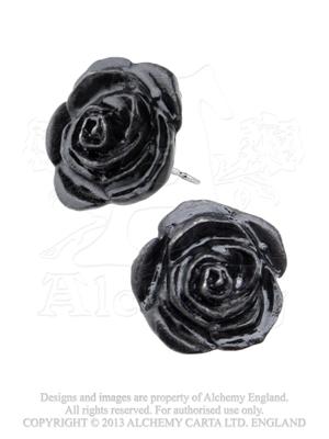 E339 Cercei Black Rose Studs