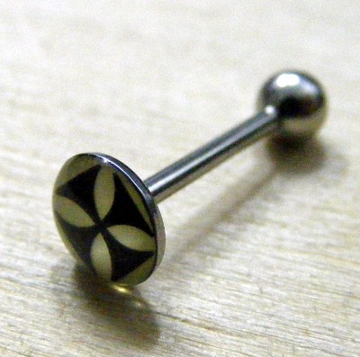 Tongue Bar (pierce pentru limba)  IRON CROSS NEAGRA (CJL)