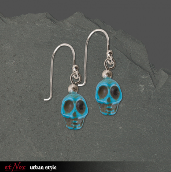 O4520T Cercei de argint Skull Turquoise