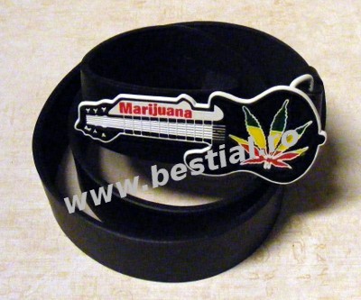 Curea imitatie piele neagra cu catarama Chitara Marijuana (JHN)