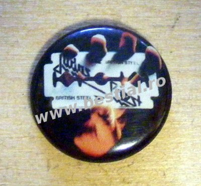 Insigna 2,5 cm JUDAS PRIEST British Steel   (HBG)