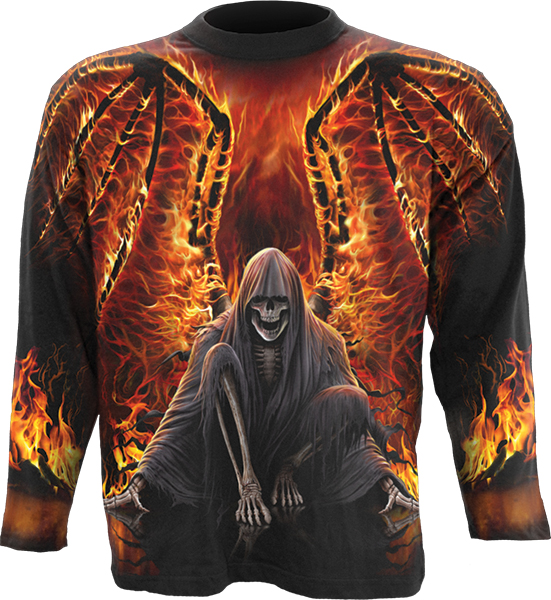 Longsleeve W021M304 - FLAMING DEATH Allover