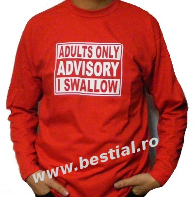 Long Sleeve rosu ADULTS ONLY ADVISORY I SWALLOW