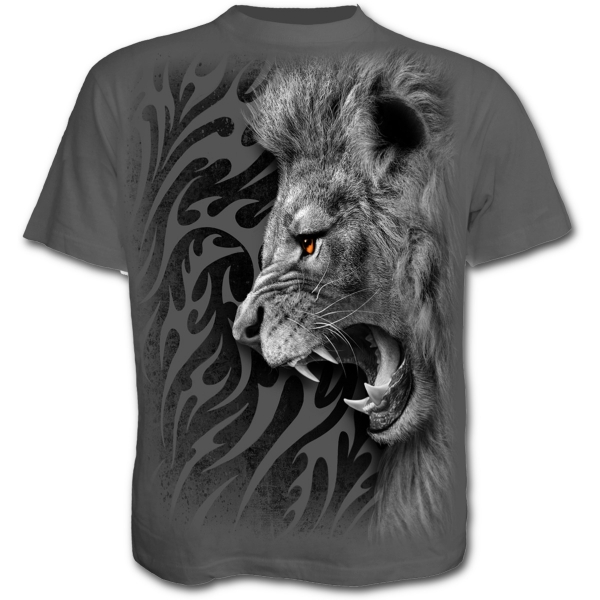 Tricou E020M115 - TRIBAL LION Charcoal (Lichidare Stoc!)