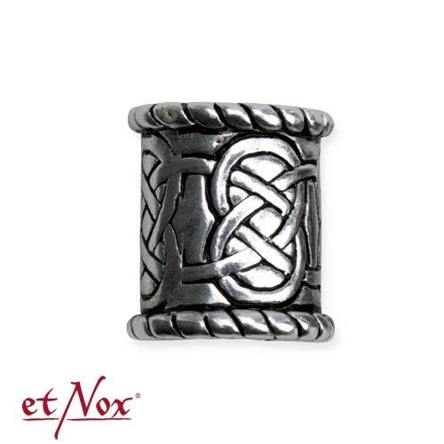 BP1002 Inel pentru barba sau par din bronz placat cu argint Celtic knot