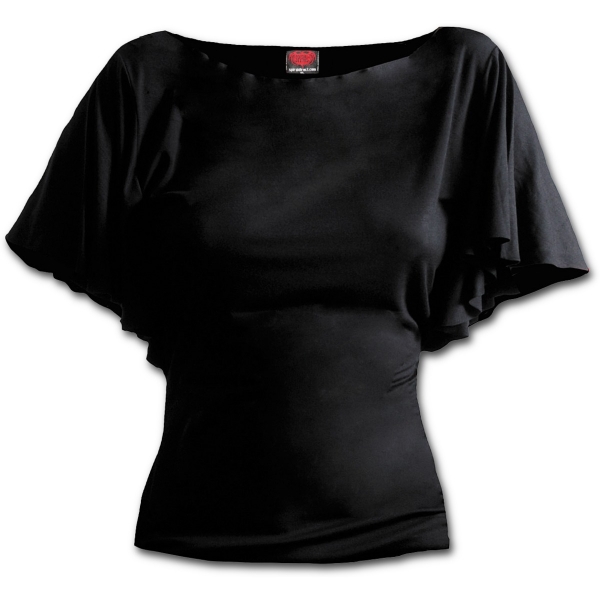 Top dama cu maneci clos negru P001F719 - GOTHIC ELEGANCE