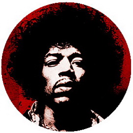 Insigna 2,5 cm JIMI HENDRIX Portrait   (HBG)