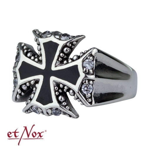 R8029 Inel de argint Black Iron Cross