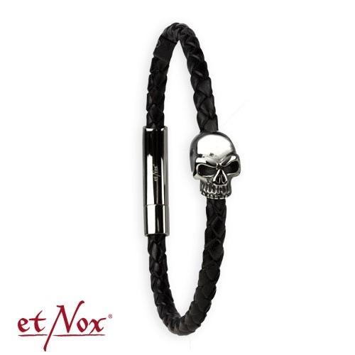 SA108 Bratara de piele si inox - Skull