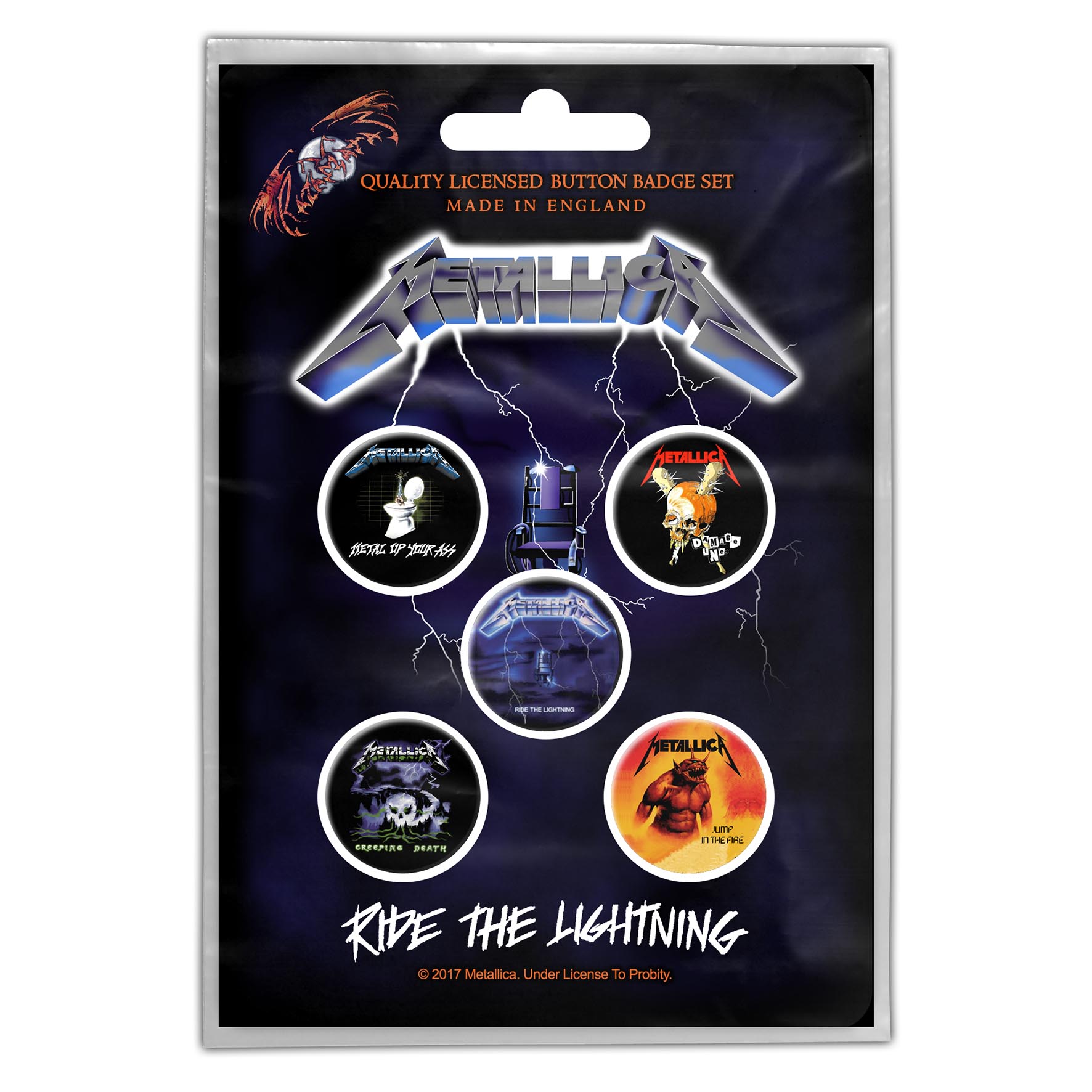 Set 5 insigne METALLICA - Ride The Lightning BB043