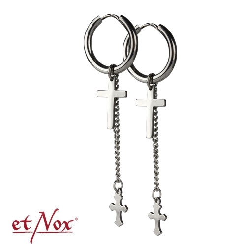 SO140 Cercei hoops de inox Crosses with chain