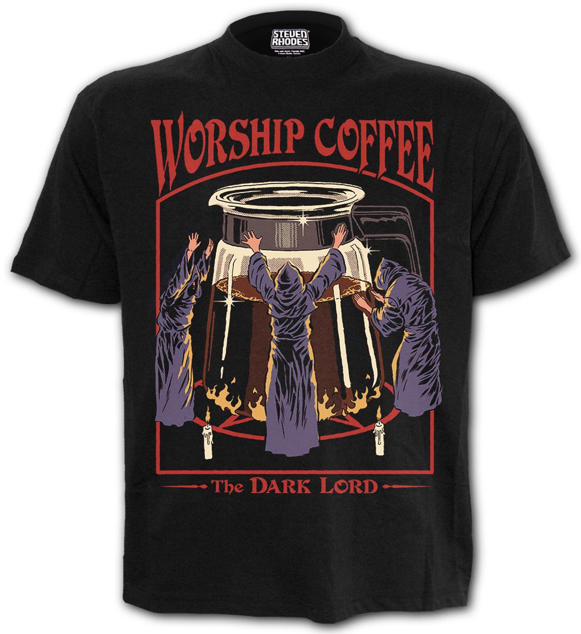 Tricou Q222M121 - STEVEN RHODES - WORSHIP COFFEE - Front Print T-Shirt Black