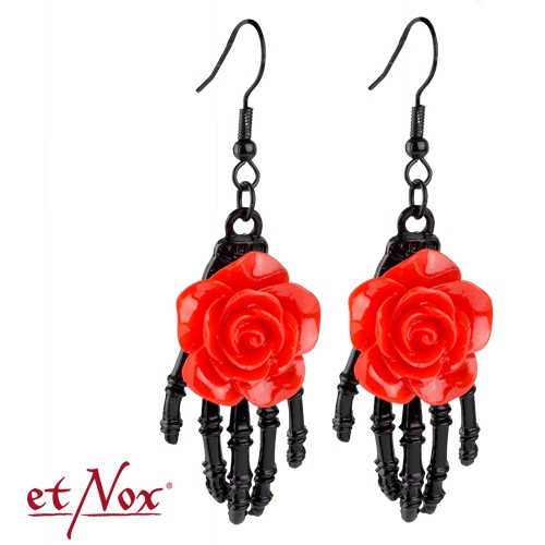 UO4501 Cercei de aliaj Red rose on skeletal hand