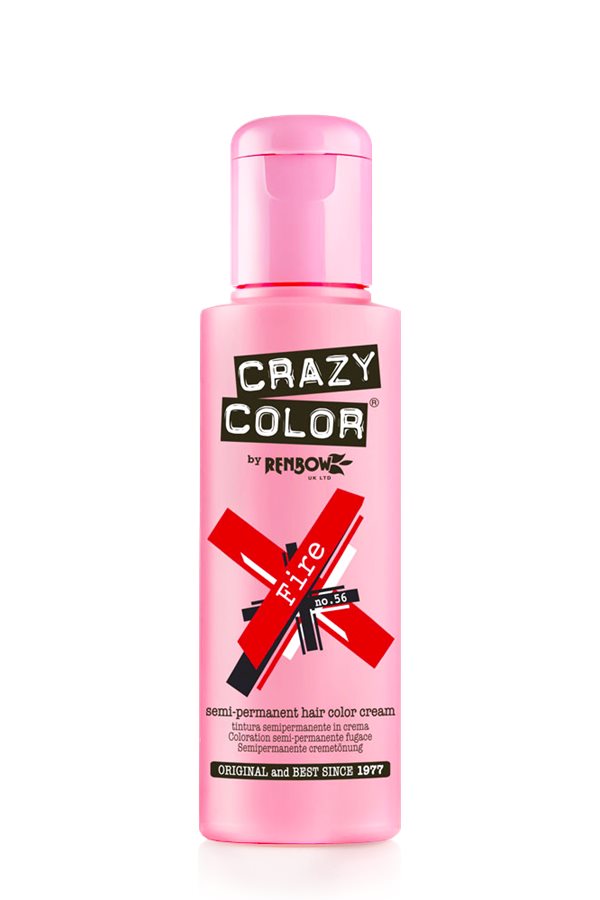 Vopsea de par semipermanenta profesionala Crazy Color Fire Red - 56